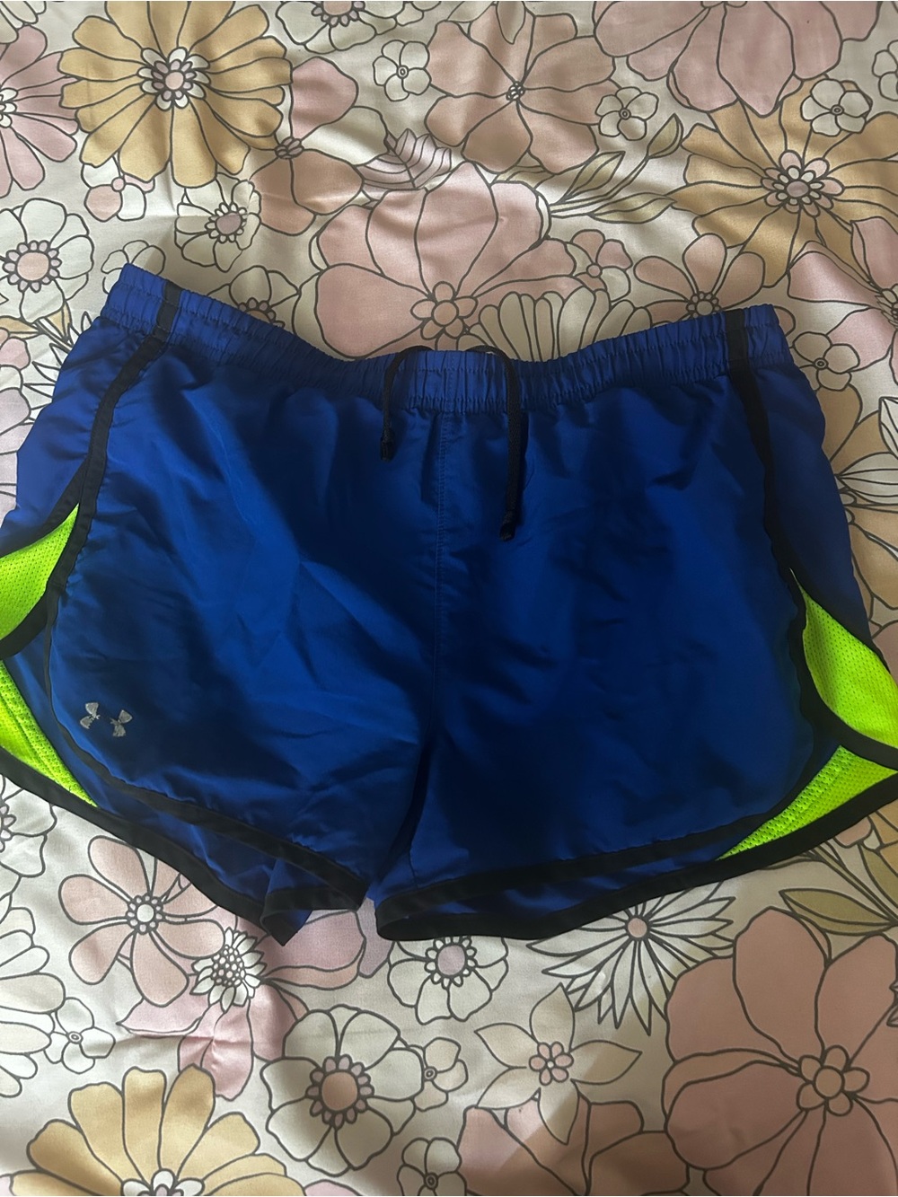 Under Armour Royal Blue Athletic Shorts with Neon Yellow Accents